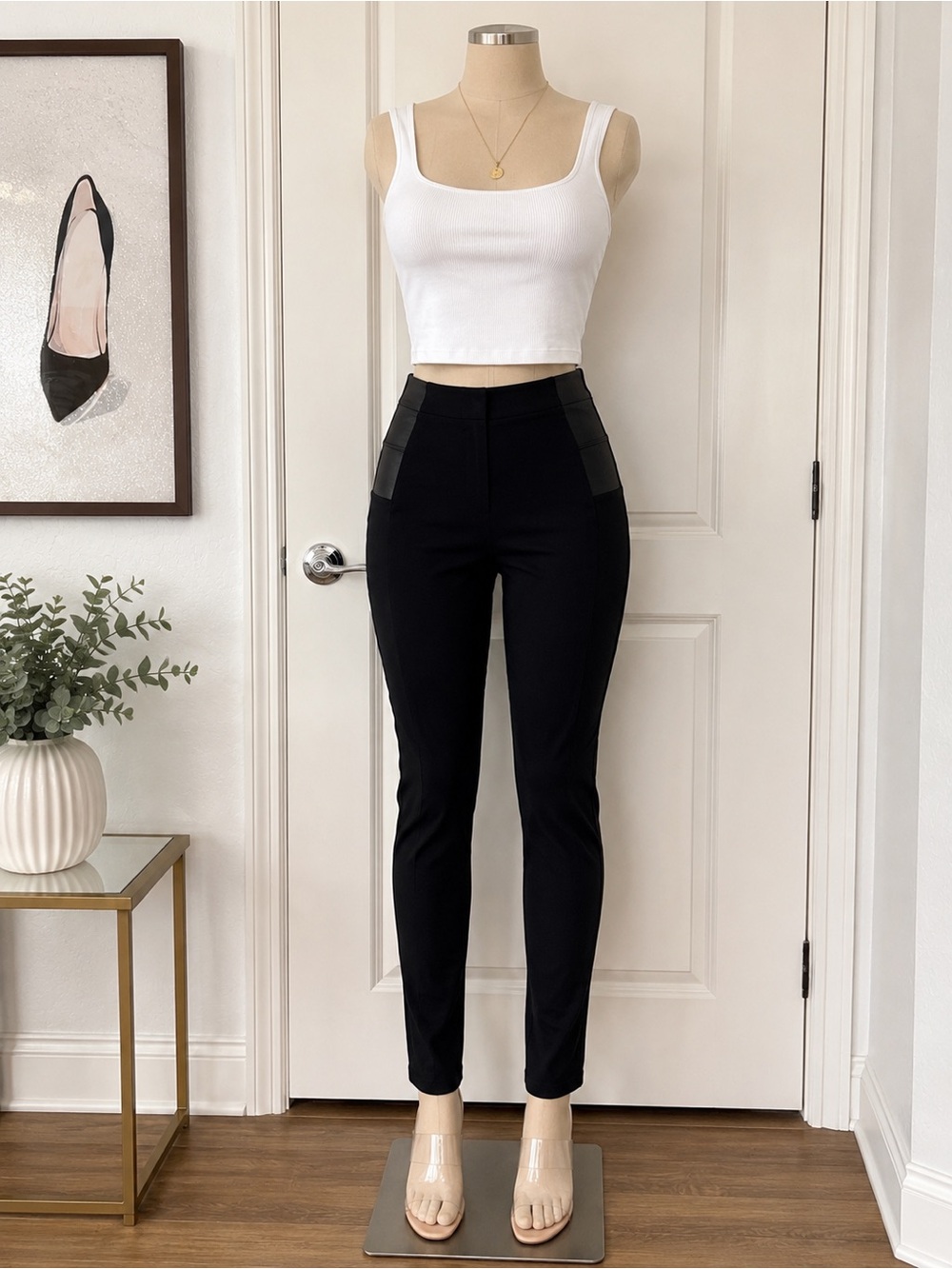 Shinestar Black High-Waist Skinny Ponte Pants